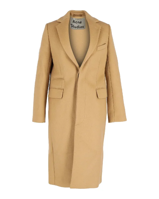 Acne Studios Long Trench Coat in Beige Wool