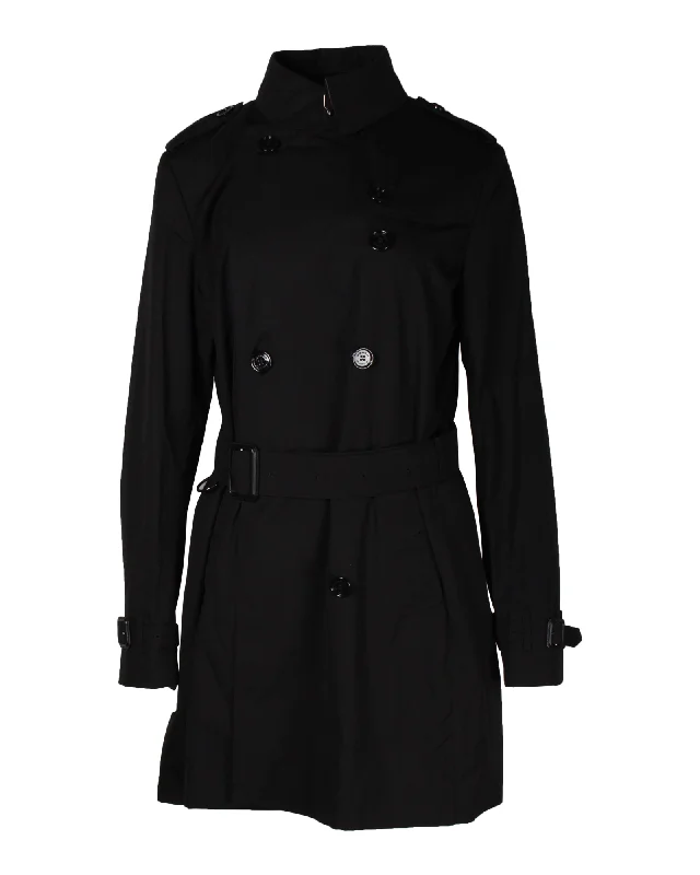 Burberry Double-Breasted Trench Coat in Black Cotton