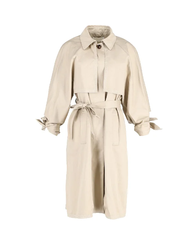 Chloe Belted Trench Coat in Beige Cotton