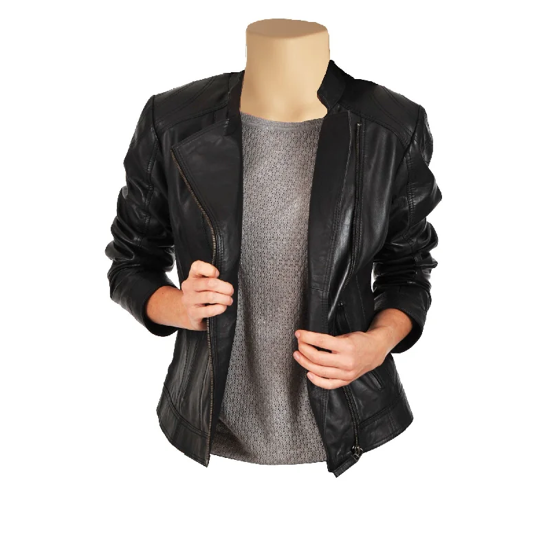 Black Double Breasted Jacket With Straight Collar