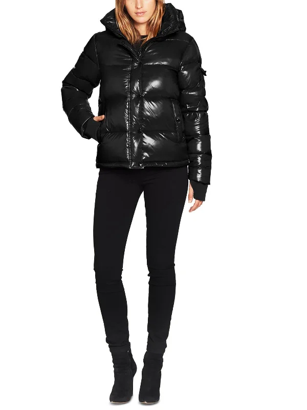 Ella Womens Solid Down Puffer Jacket