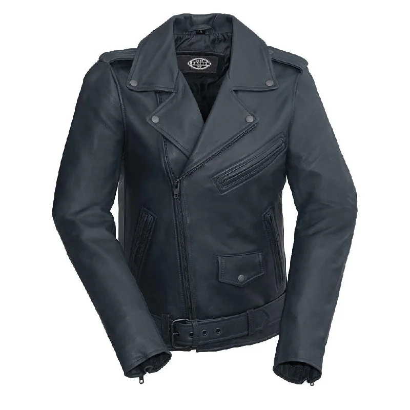 Rebel - Women's Fashion Lambskin Leather Jacket (Navy Blue)