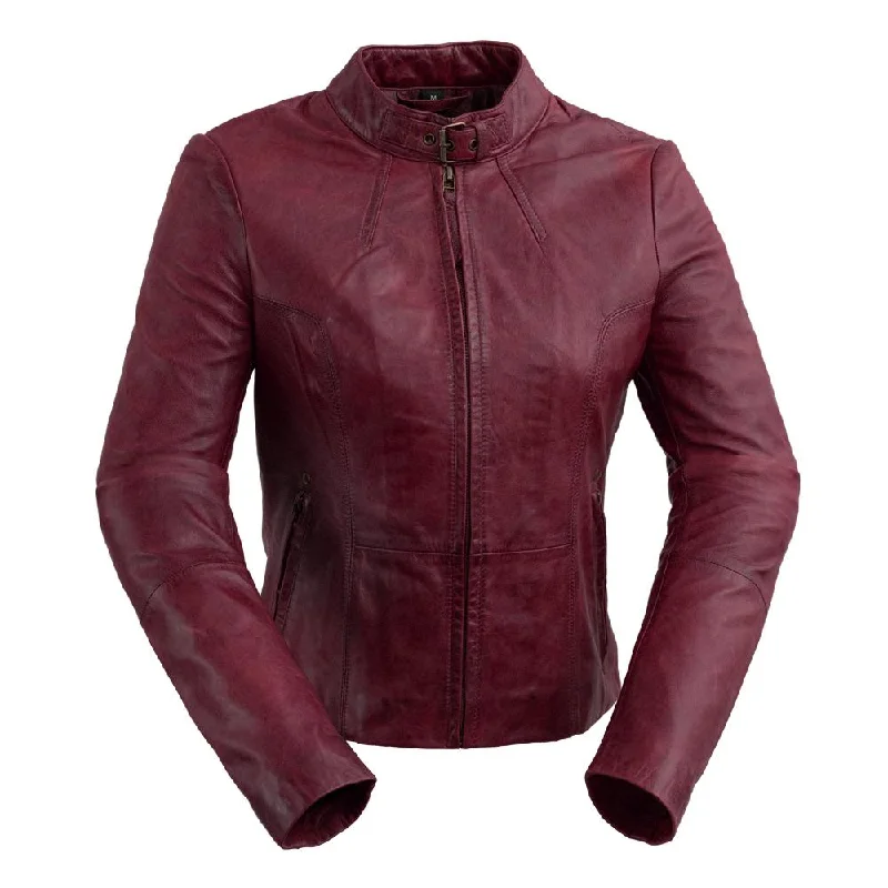 Rexie - Women's Fashion Leather Jacket (Sangria)