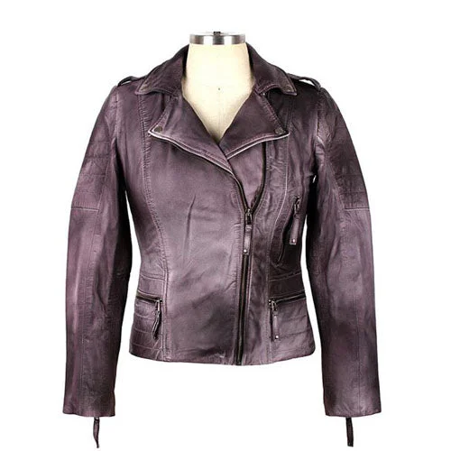 Womens Barlow Washed Effect Leather Jacket