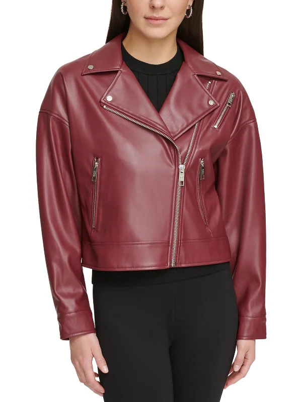 Womens Faux Leather Motorcycle Jacket