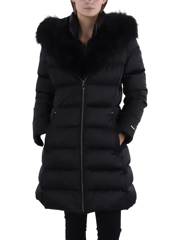 Womens Insulated Faux Fur Trim Puffer Jacket