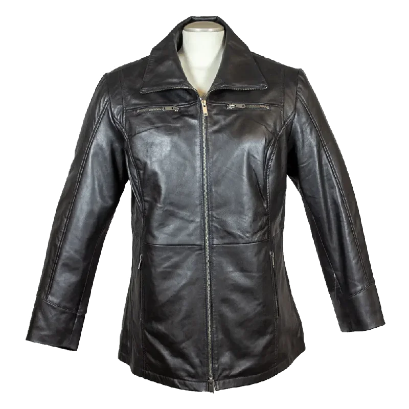 BOL Women's Long Zip Up Leather Jacket