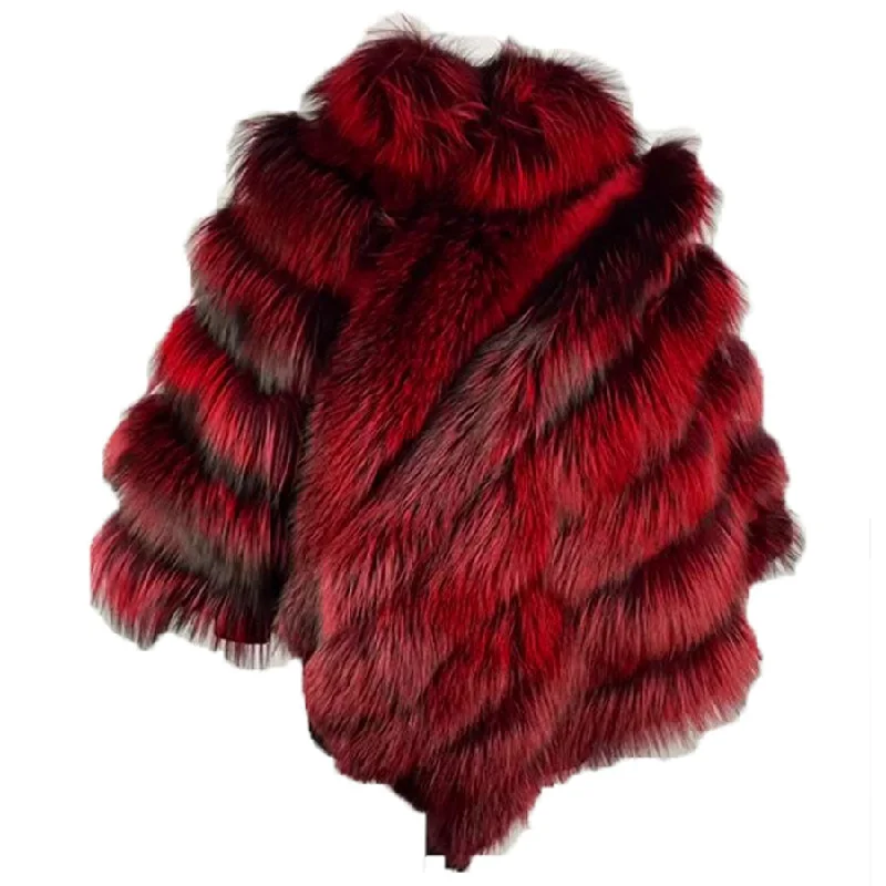 Women's Red Fox Fur Cape/ Poncho