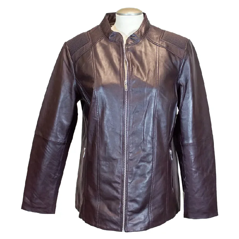 BOL Women's Paulina Ribbed Shoulder Leather Jacket