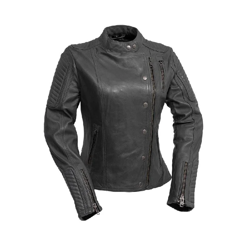 Zena - Women's Fashion Lambskin Leather Jacket (Anthracite Gray)