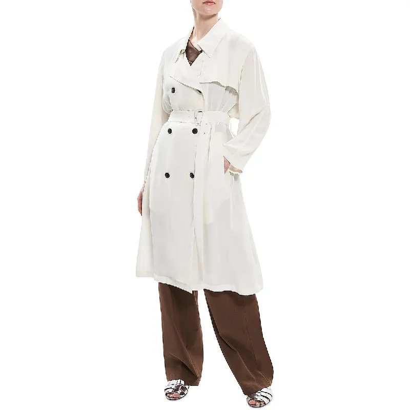 Womens Double-Breasted Lightweight Trench Coat