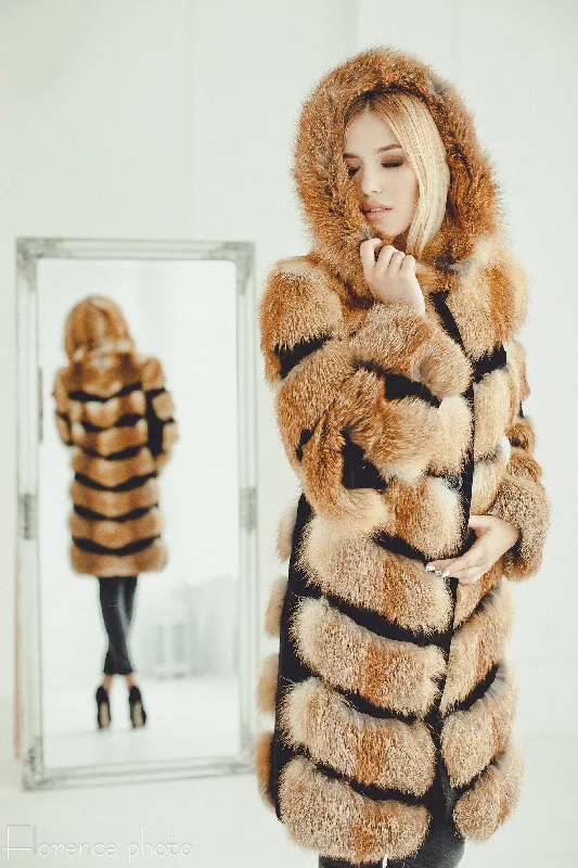 Fox Fur Coat with Hood