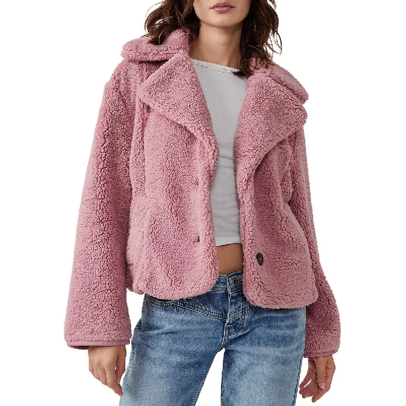 Free People Womens Joplin Faux Fur Warm Teddy Coat