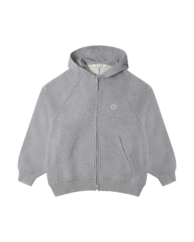 GREY OVERSIZED ZIP-UP HOODIE