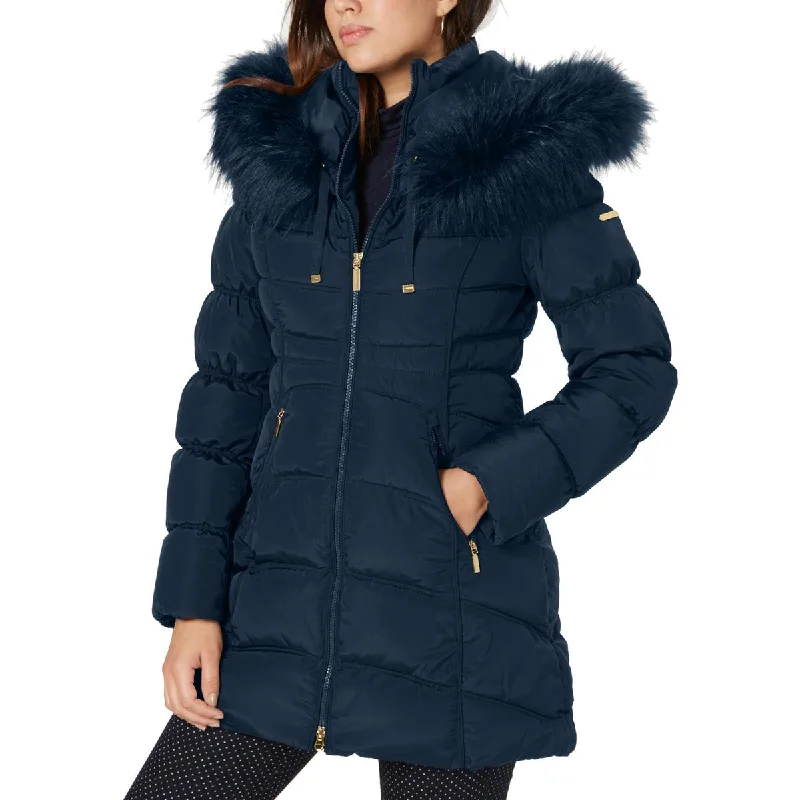 Laundry by Shelli Segal Women's Hooded Puffer Coat with Faux Fur Trim