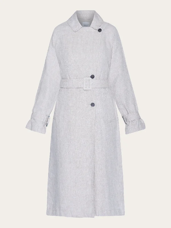 Linen trenchcoat - GOTS/Vegan - Light feather gray