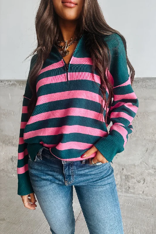 Martha Striped Sweater - Teal