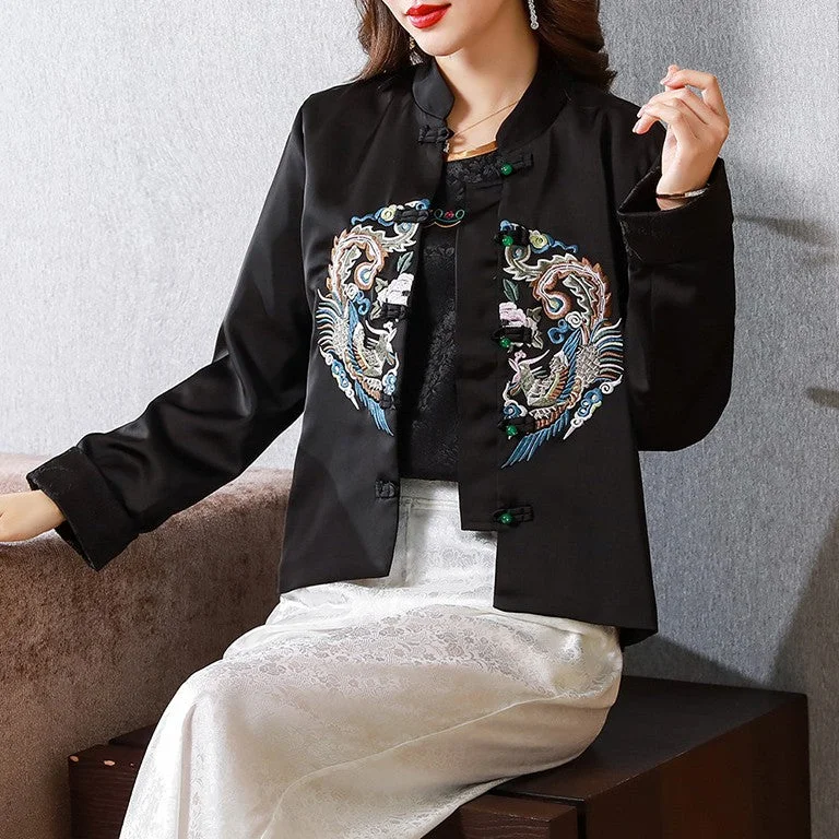 Phoenix Embroidery Brocade Women's Chinese Style Wadded Coat