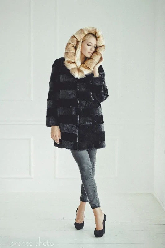 Beaver Fur Hooded Jacket