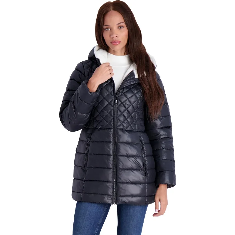 Steve Madden Women's Glacier Shield Winter Puffer Coat with Faux Fur Lining