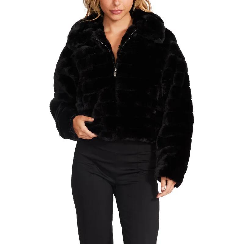 Steve Madden Just Fuzz Women’s Plush Faux Fur Slouchy Cropped Jacket