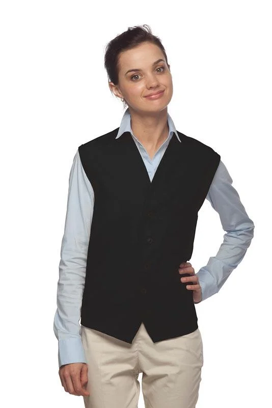 Black 4-Button Unisex Vest with 1 Pocket