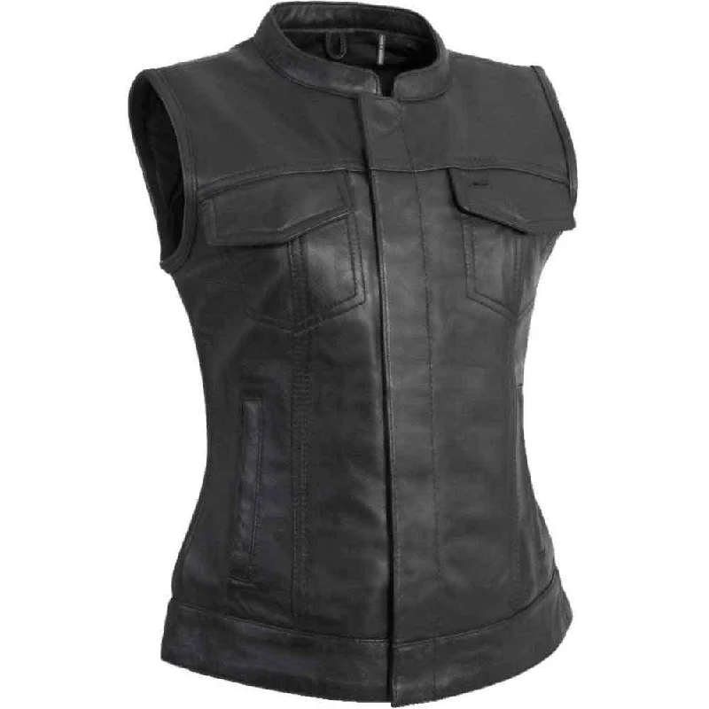 First Mfg Womens Ludlow Leather Motorcycle Vest