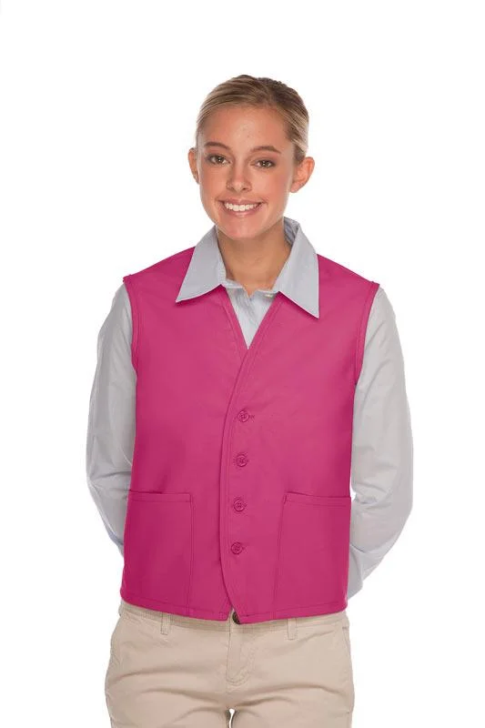 Hot Pink 4-Button Unisex Vest with 2 Pockets