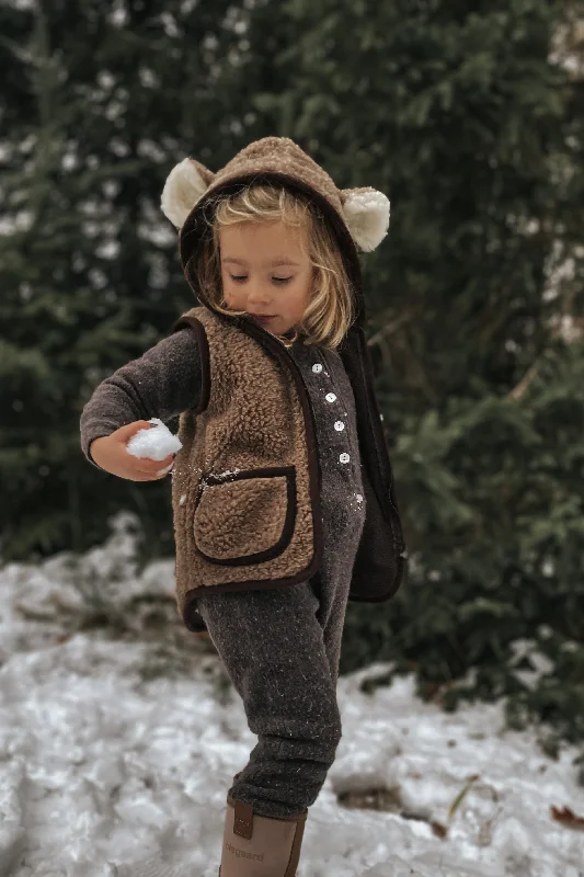 Little Bear Hooded Vest - Children -  Brown