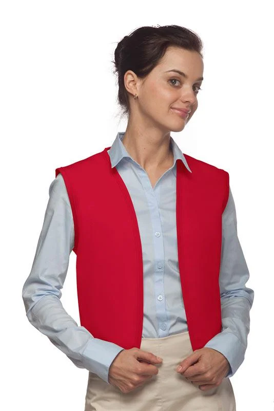 Red No Buttons Unisex Vest with No Pockets