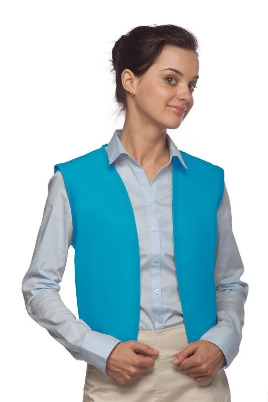 Turquoise No Buttons Unisex Vest with No Pockets