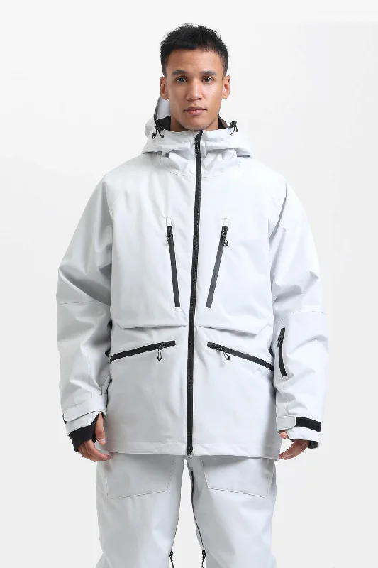 Men's White Multifunctional Waterproof Insulated Snow Jacket