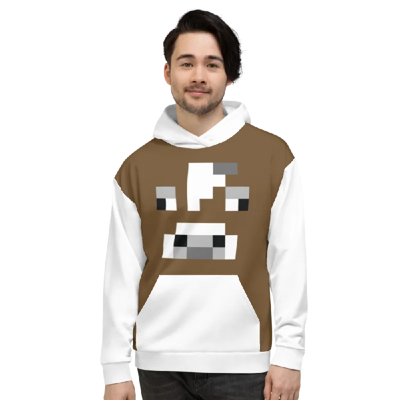 Minecraft Cow Face Adult Pullover Hoodie