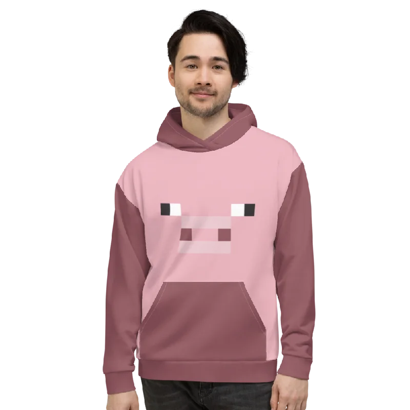 Minecraft Pig Face Adult Pullover Hoodie