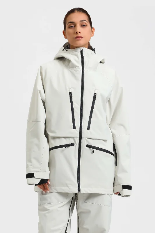 Women's Beige Multifunctional Waterproof Insulated Snow Jacket