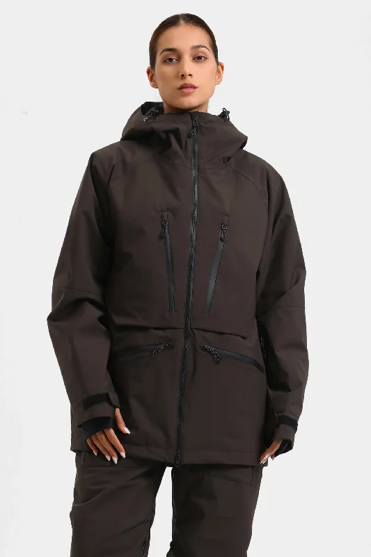 Women's Coffee Multifunctional Waterproof Insulated Snow Jacket