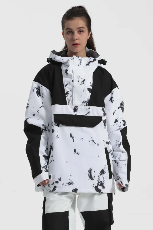 Women's Ink Dot Fleece-Lined Color-Block Snow Hoodies