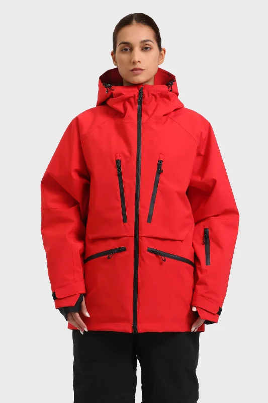 Women's Red Multifunctional Waterproof Insulated Snow Jacket