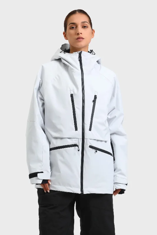 Women's White Multifunctional Waterproof Insulated Snow Jacket